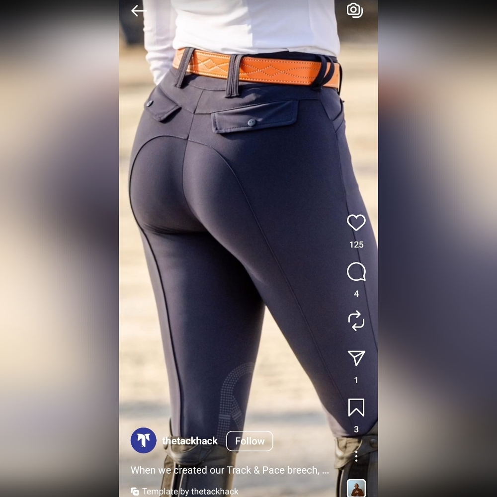 Riding Breeches The TackHack 'Track & Pace' in Navy - Women's 26